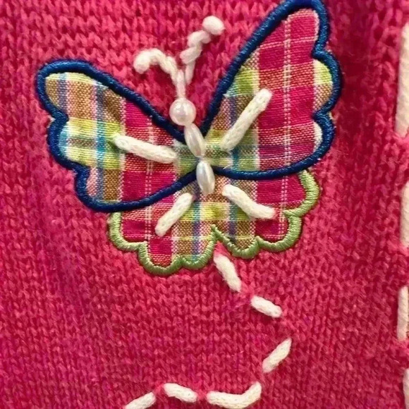 Mandal Bay Vintage Pink Sweater Vest Butterflies XL Ramie Cotton - Picture 3 of 5